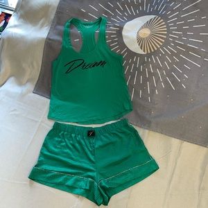 Victoria's Secret Dream Green Sleepwear Set EUC (worn 1/2xs maybe!) Sz L & M top
